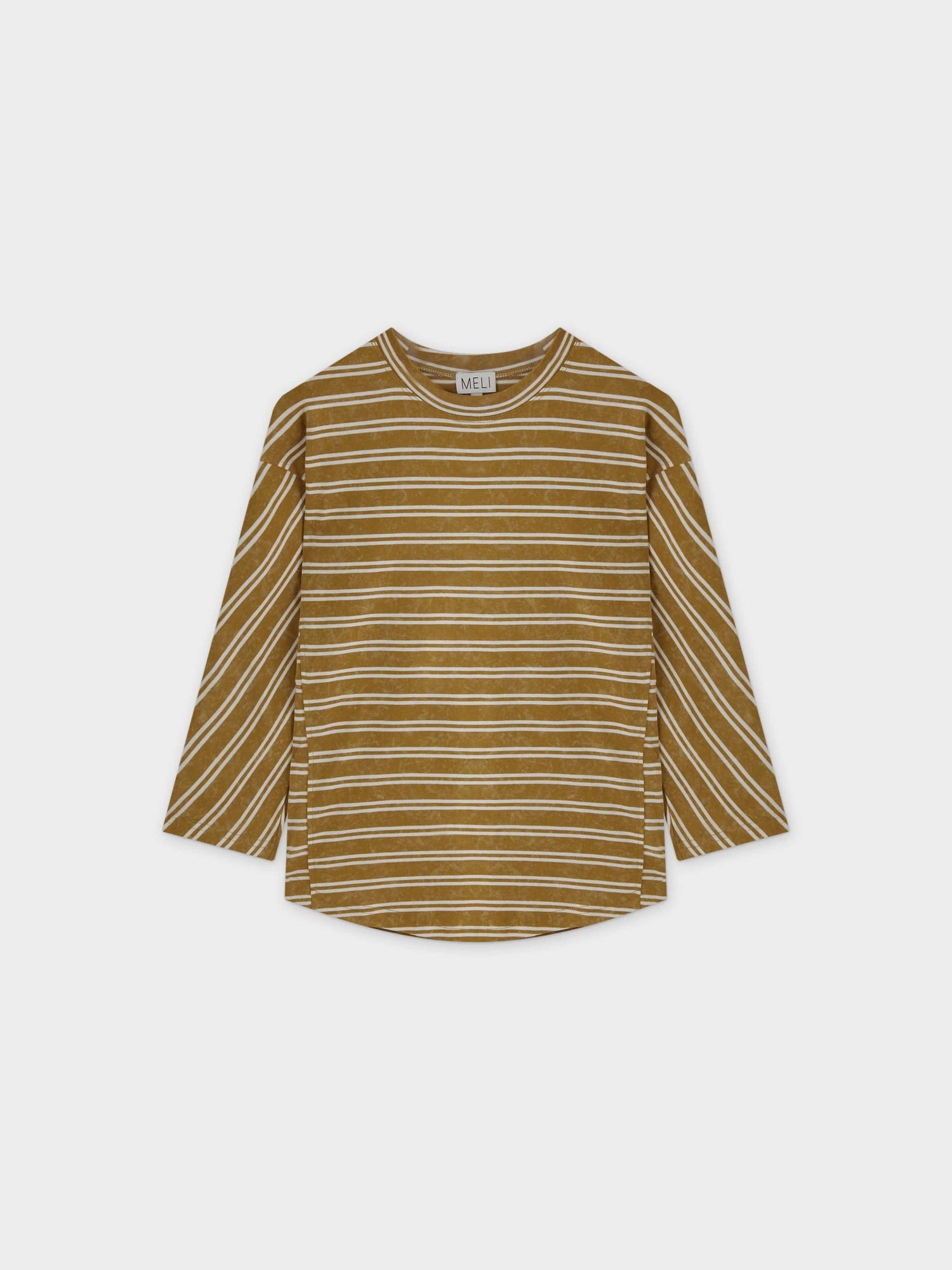 Striped Boxy Tee-Washed Tan