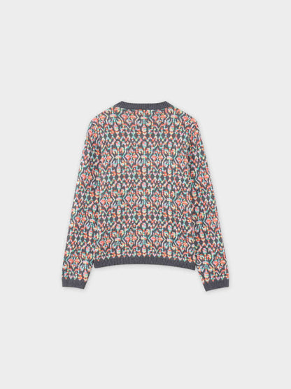 Mosaic Print Sweater-Grey