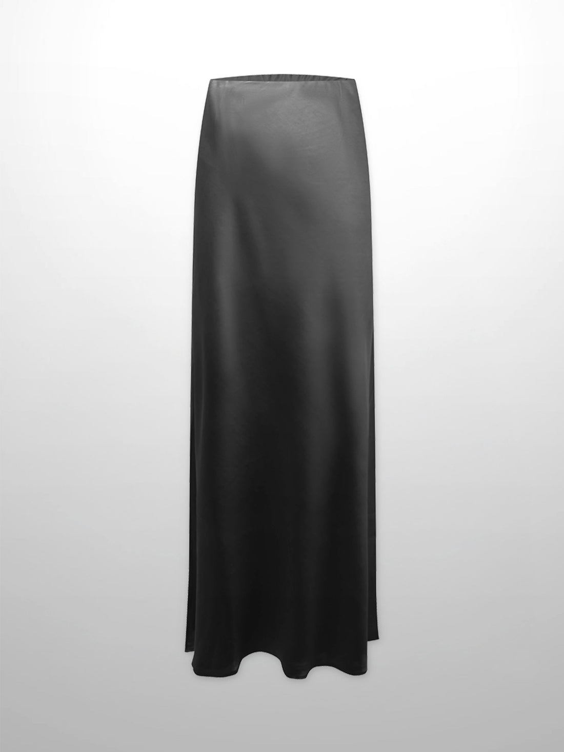 Faux Satin A-Line Skirt-Black