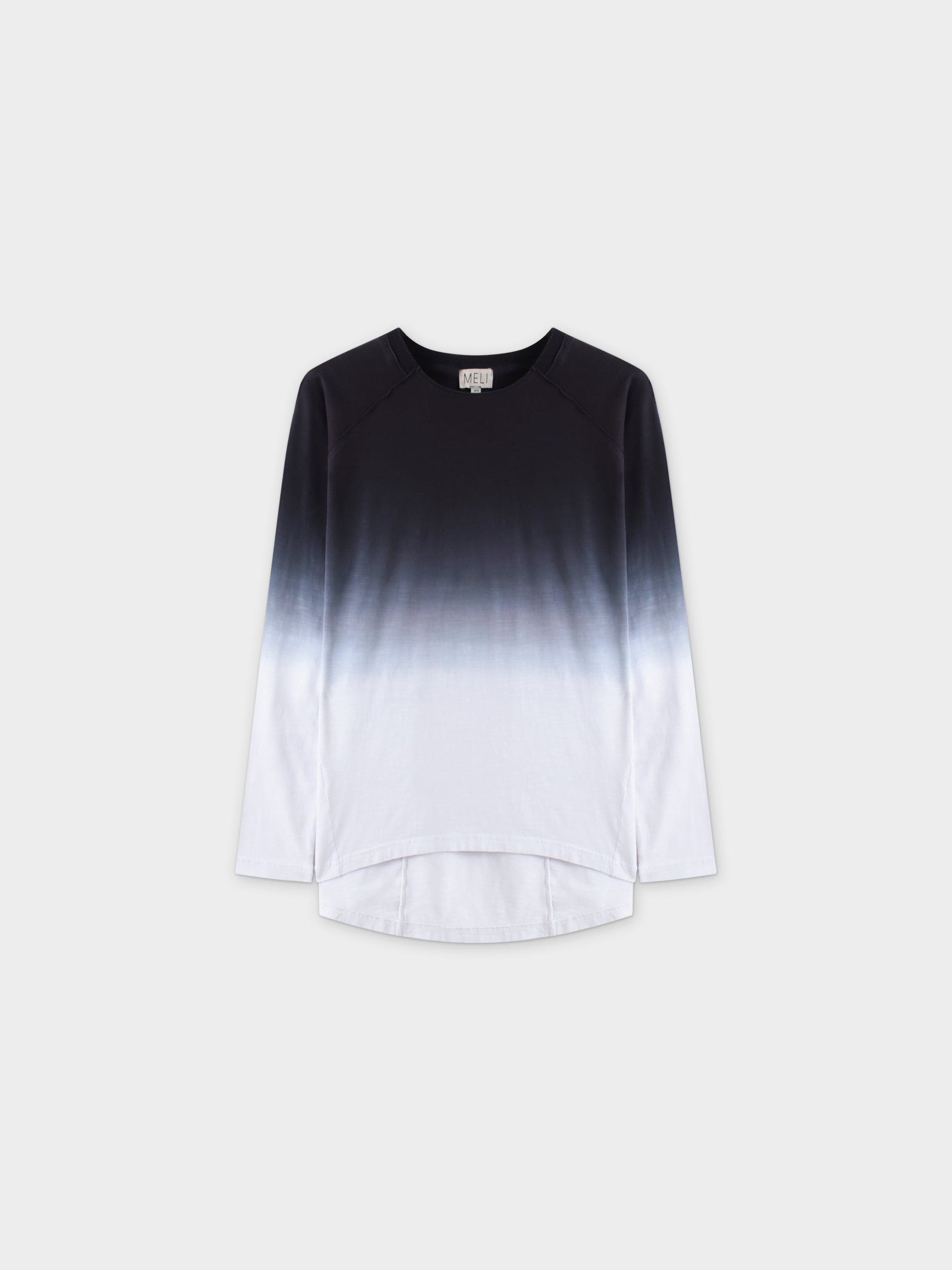 OMBRE PLEAT BACK TEE-BLACK