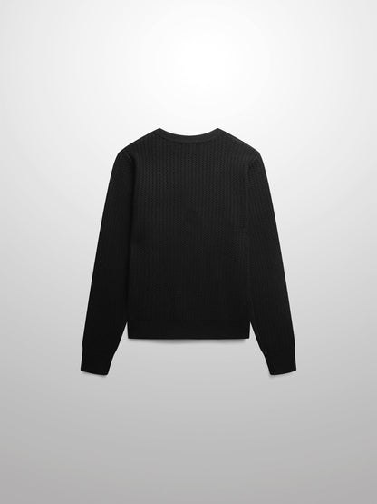 Waffle Wave Sweater- Solid Black