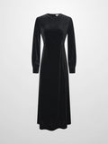 Velour Empire Waist Maxi Dress-Black