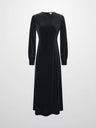 Velour Empire Waist Maxi Dress-Black