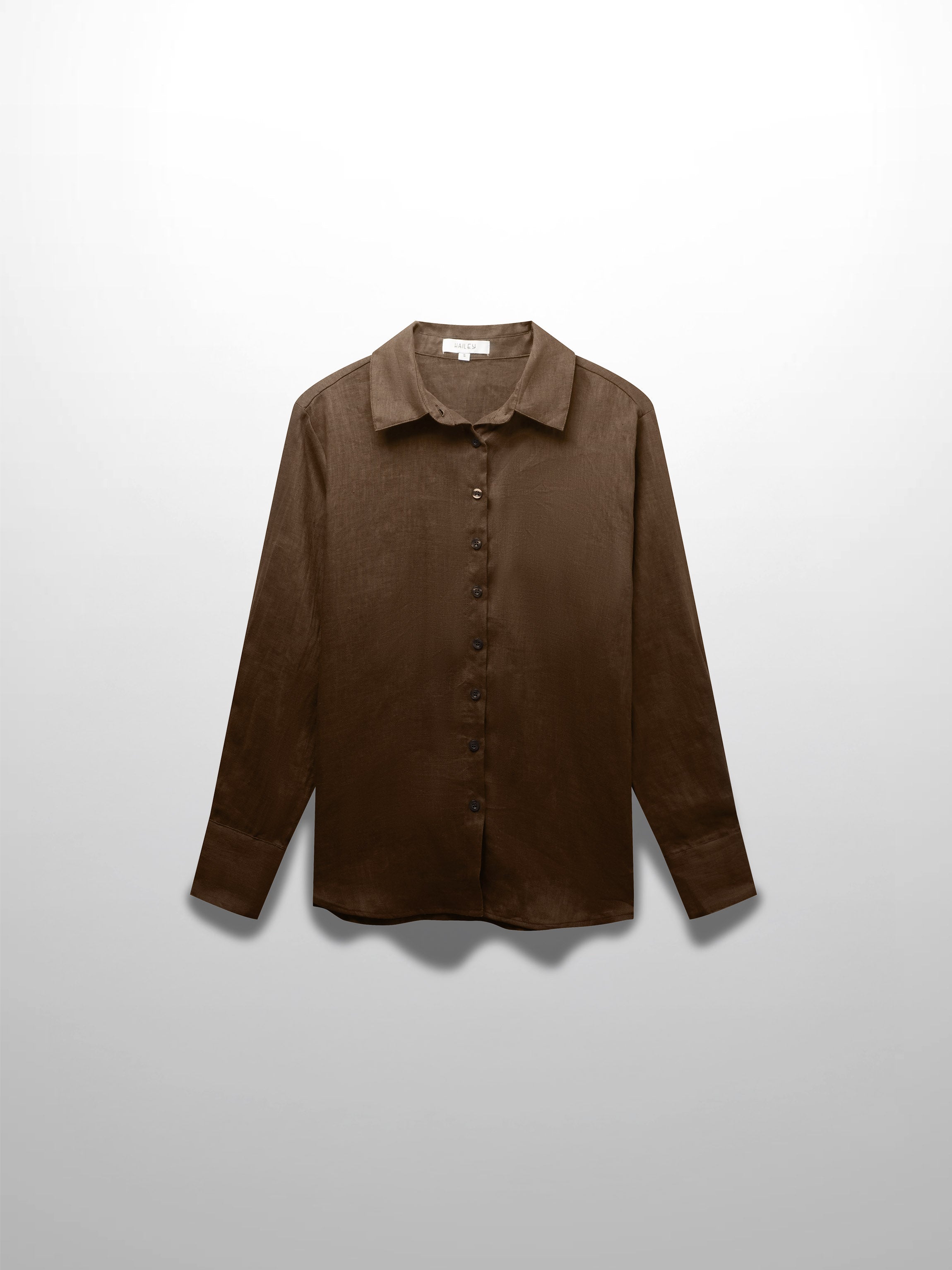 Linen Button Down Blouse-Brown