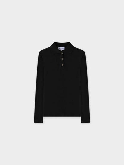RIBBED COLLAR T-SHIRT-BLACK