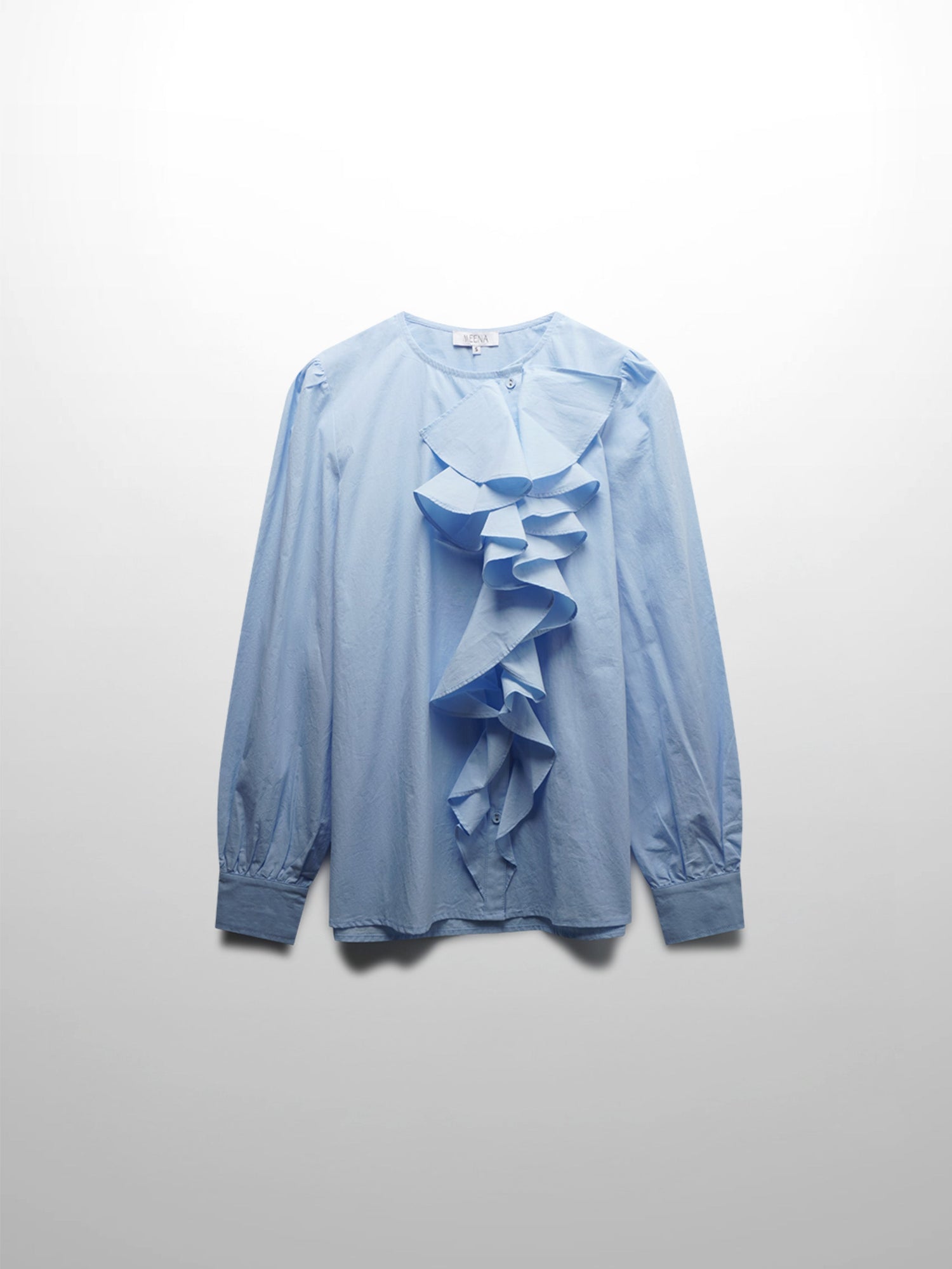 Asymmetrical Ruffle Blouse-Light Blue