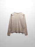 Multi Striped Ribbed Crew-Sage/Pink