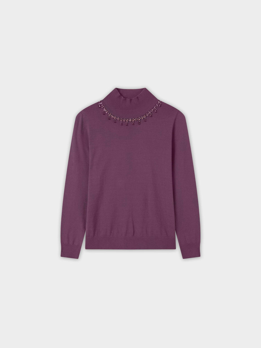 Beaded Turtleneck-Purple