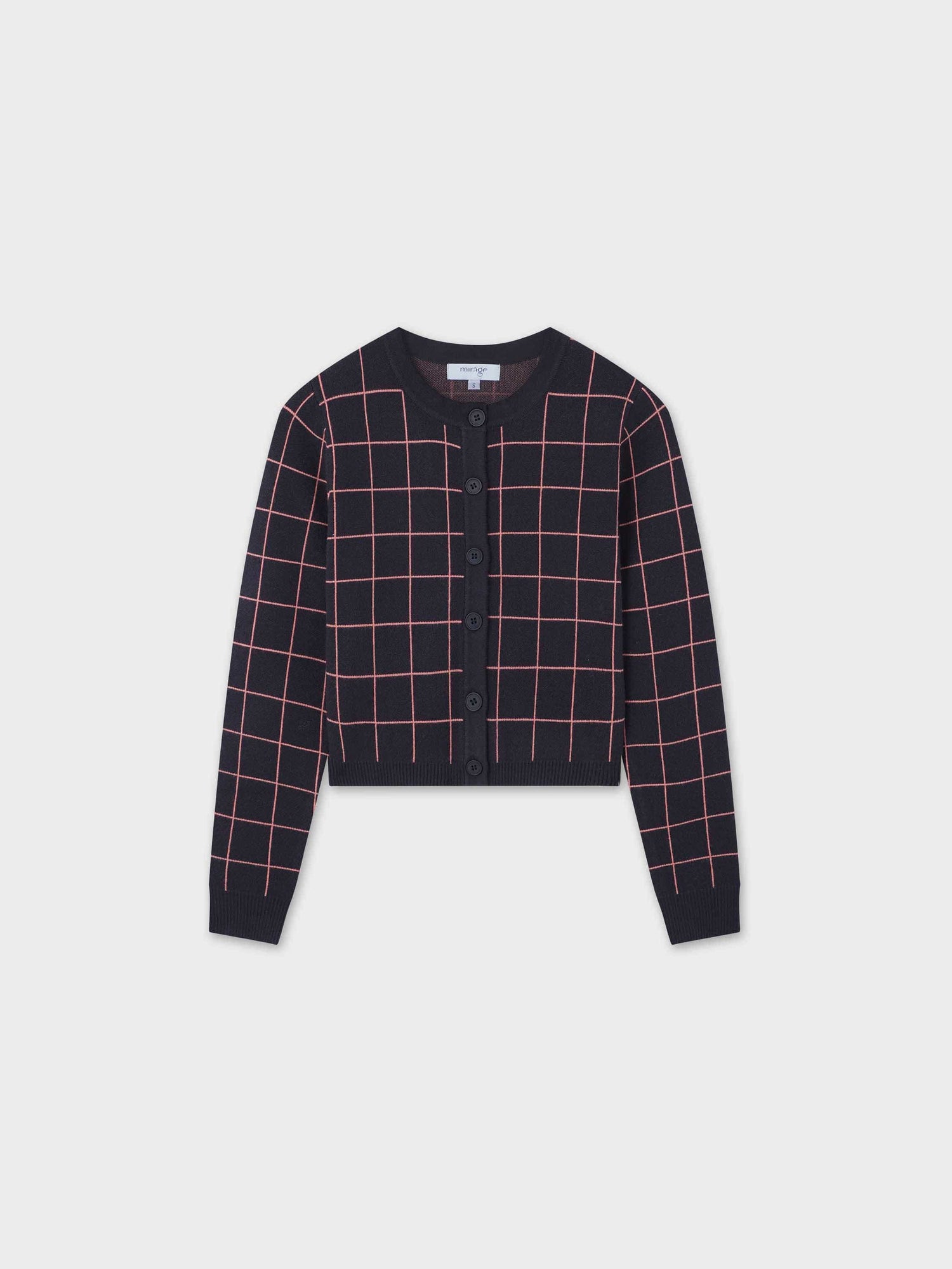 Buttoned Cardigan-Burgundy Plaid