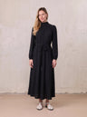 Asymmetrical Bottom Belted Dress-Black