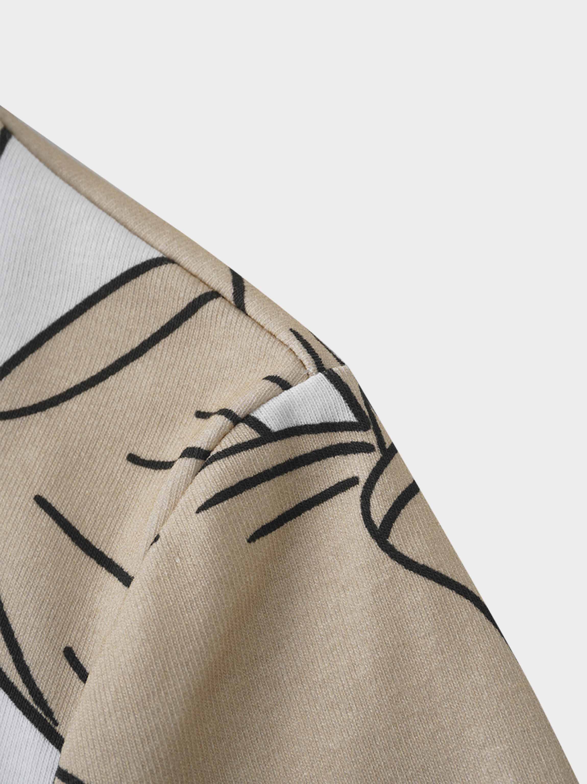 Basic Printed T-shirt-Oversized Tan Floral