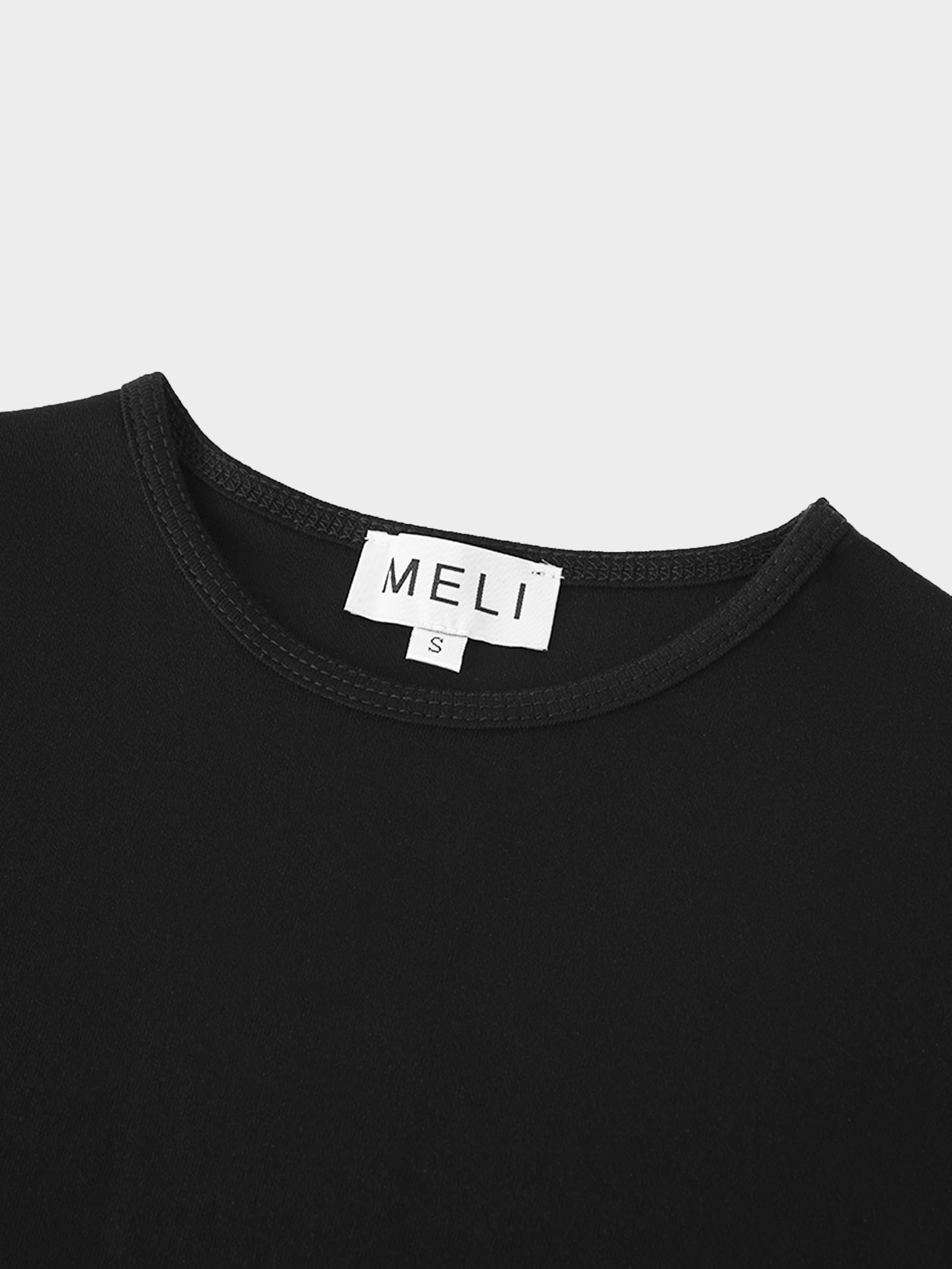 Basic T-Shirt Slip Dress-Black