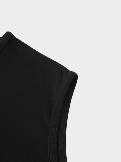 Basic T-Shirt Slip Dress-Black