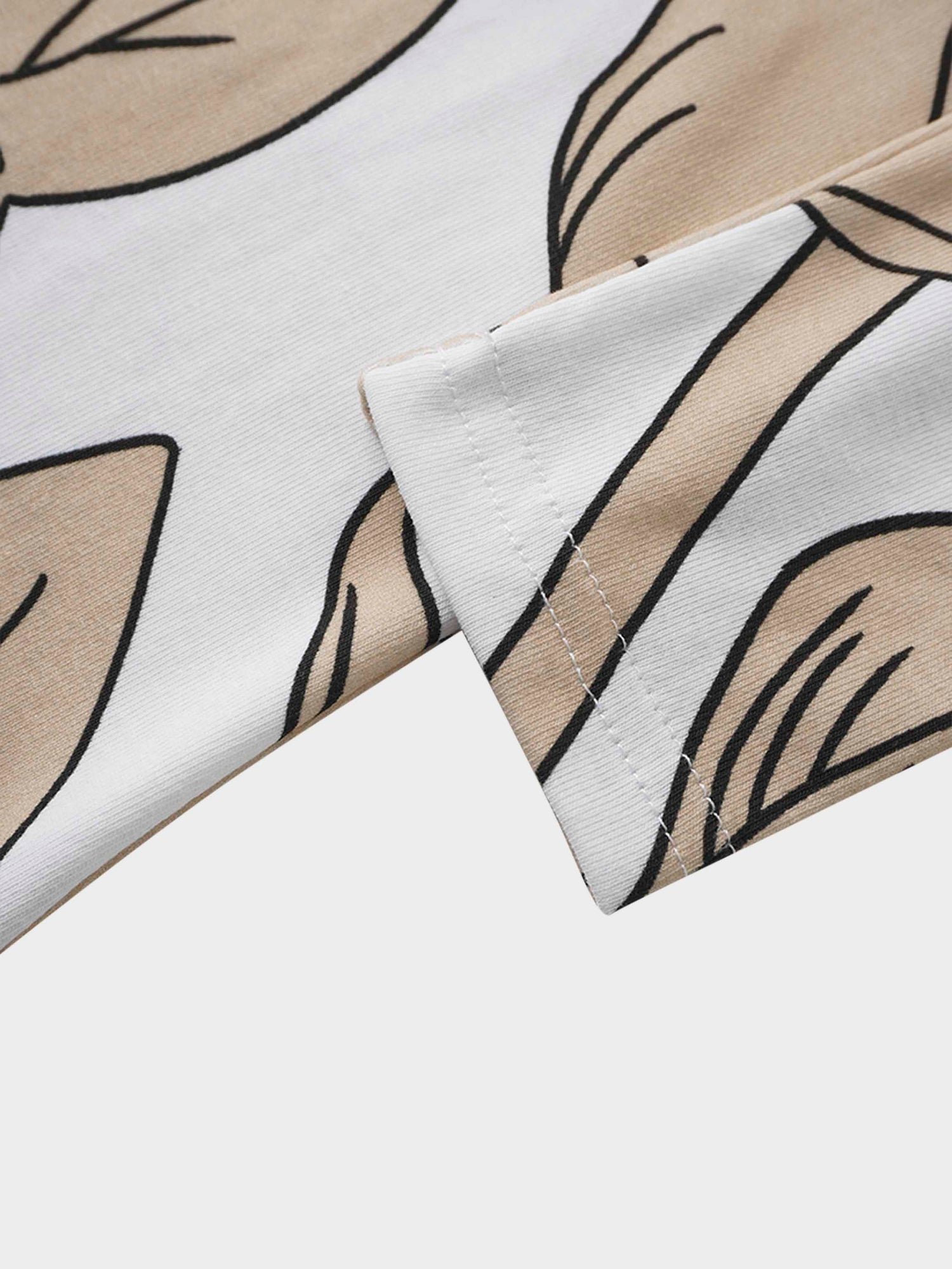 Basic Printed T-shirt-Oversized Tan Floral