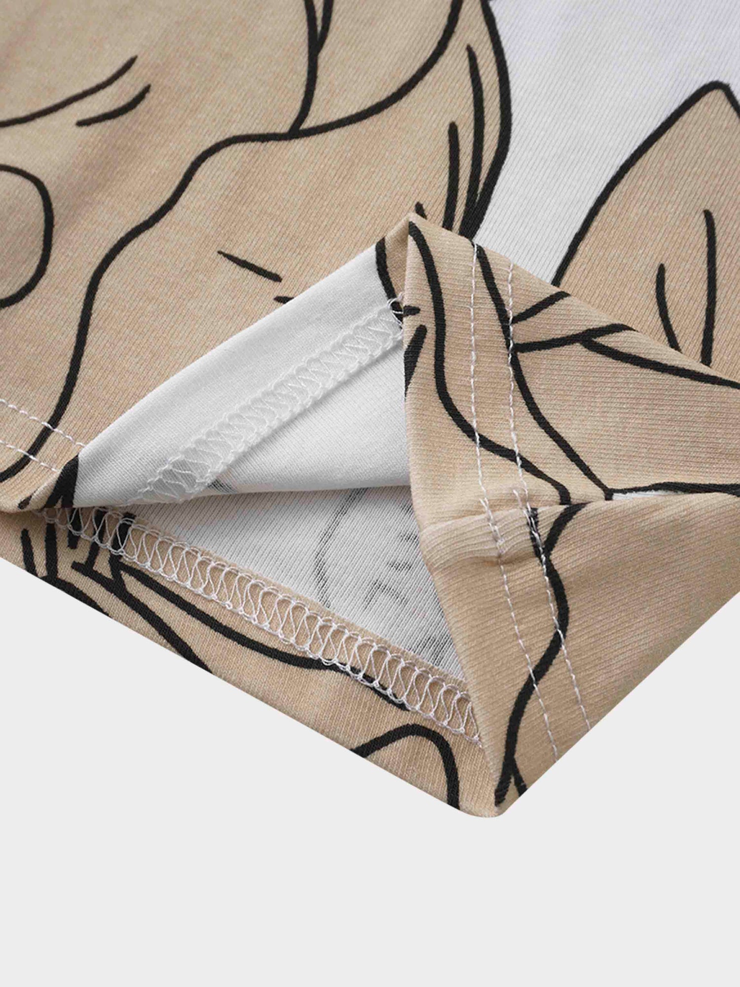 Basic Printed T-shirt-Oversized Tan Floral