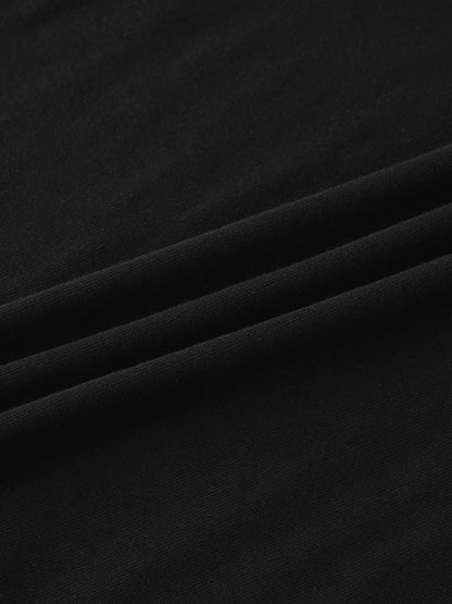 Basic T-Shirt Slip Dress-Black