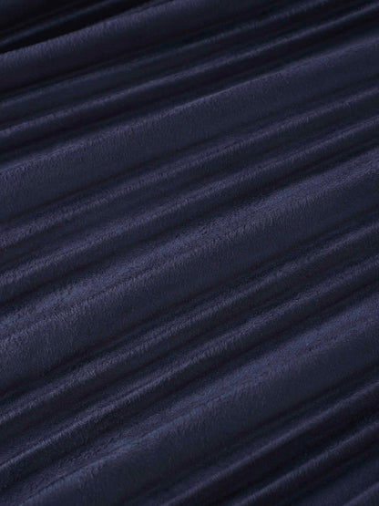 Pleated Faux Suede Skirt 37"-Navy