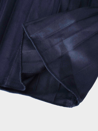 Pleated Faux Suede Skirt 37"-Navy