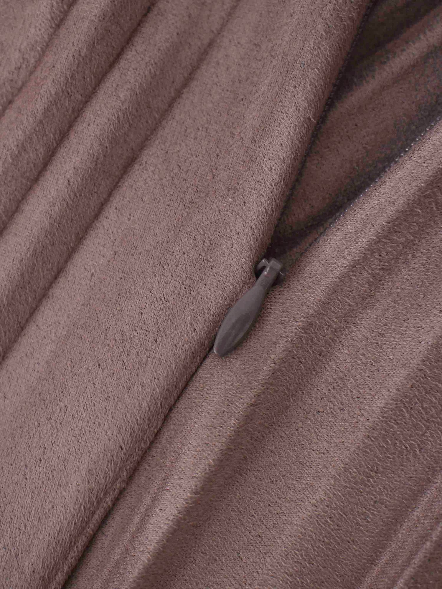 Pleated Faux Suede Skirt 37"-Taupe