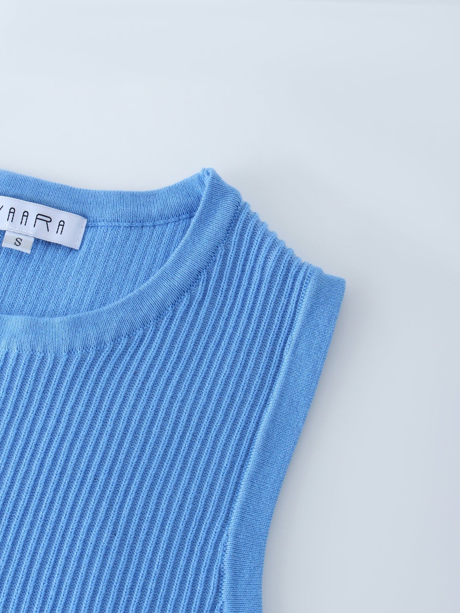 Sleeveless Ribbed Crew-Blue