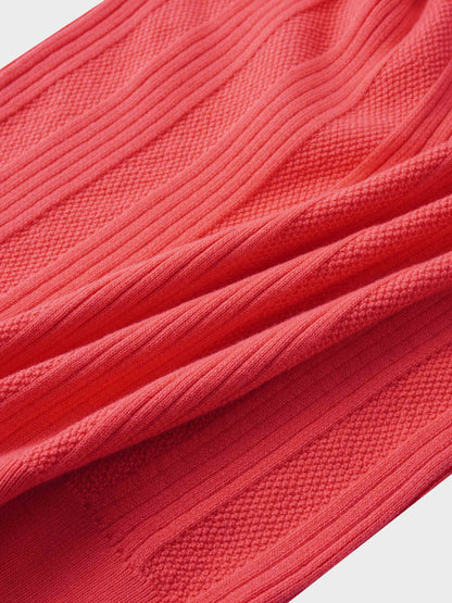 Knit Detail Collar Sweater-Fuchsia/Navy