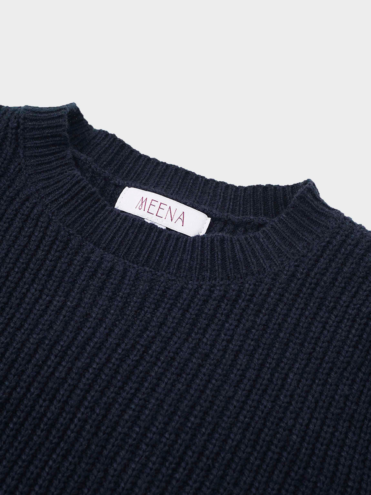 Puff Sleeve Sweater-Navy