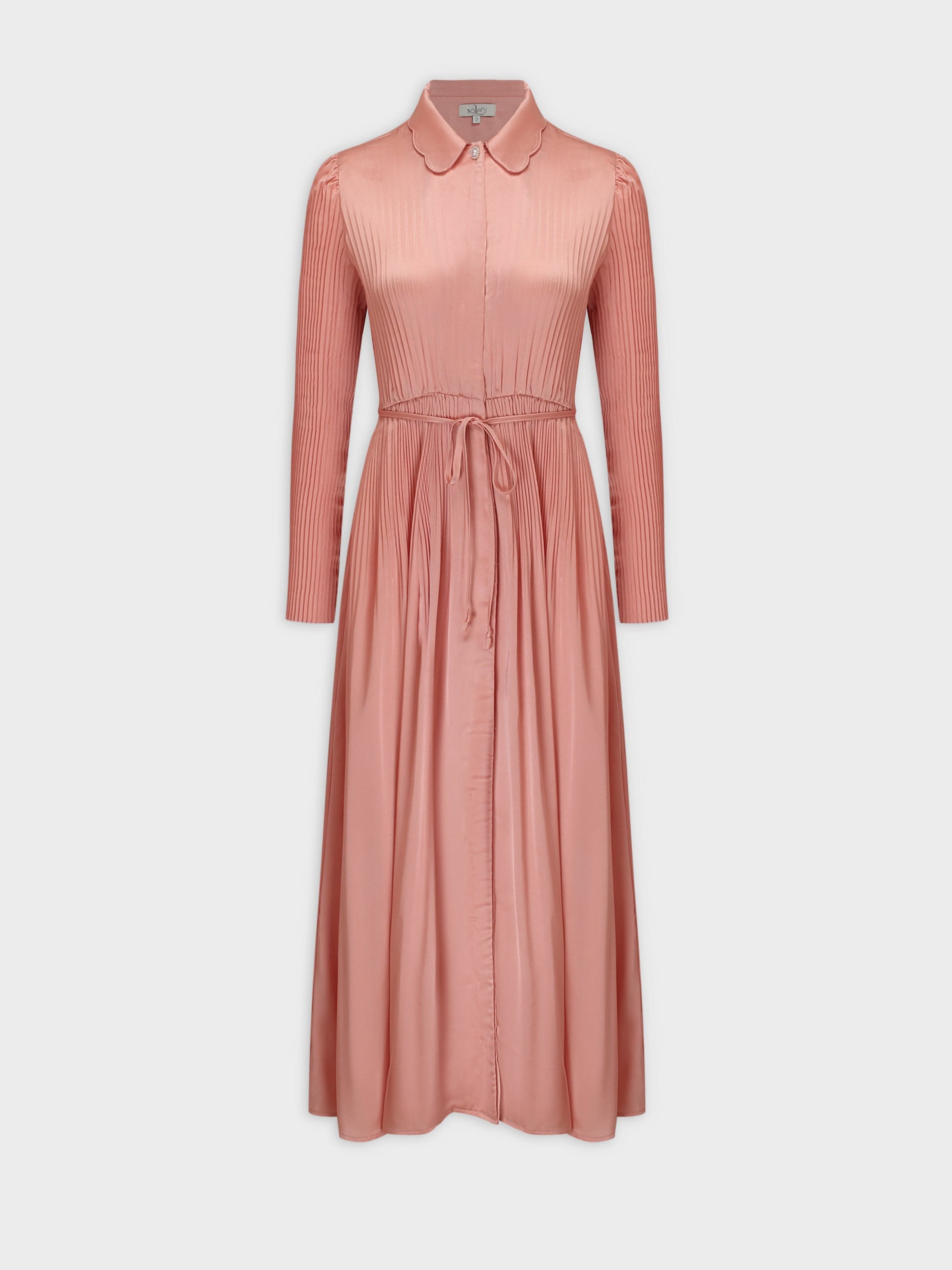 Micro Pleat Dress-Peach