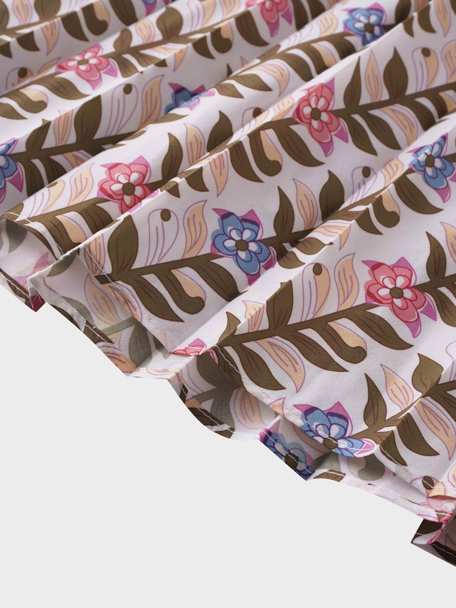 Covered Band Pleated Skirt 37"-Floral Vines