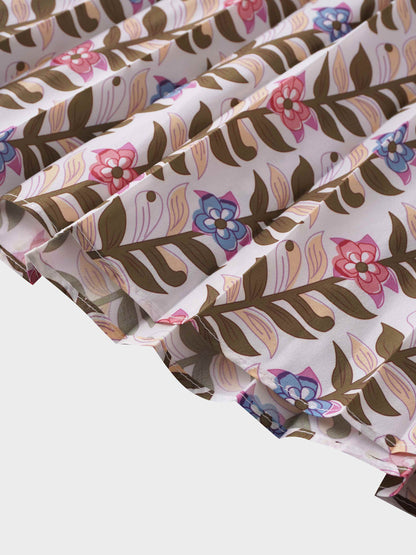 Covered Band Pleated Skirt 37"-Floral Vines
