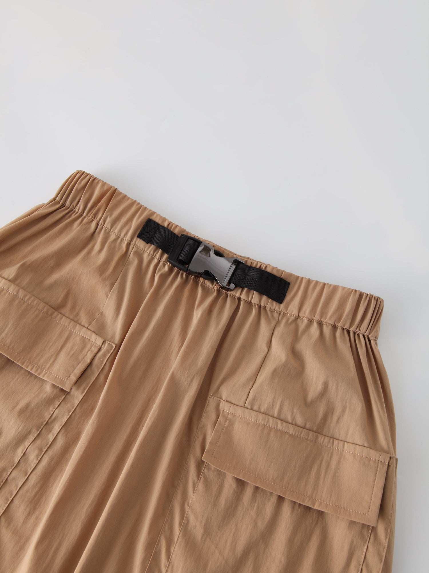 Buckle Cargo Skirt-Tan