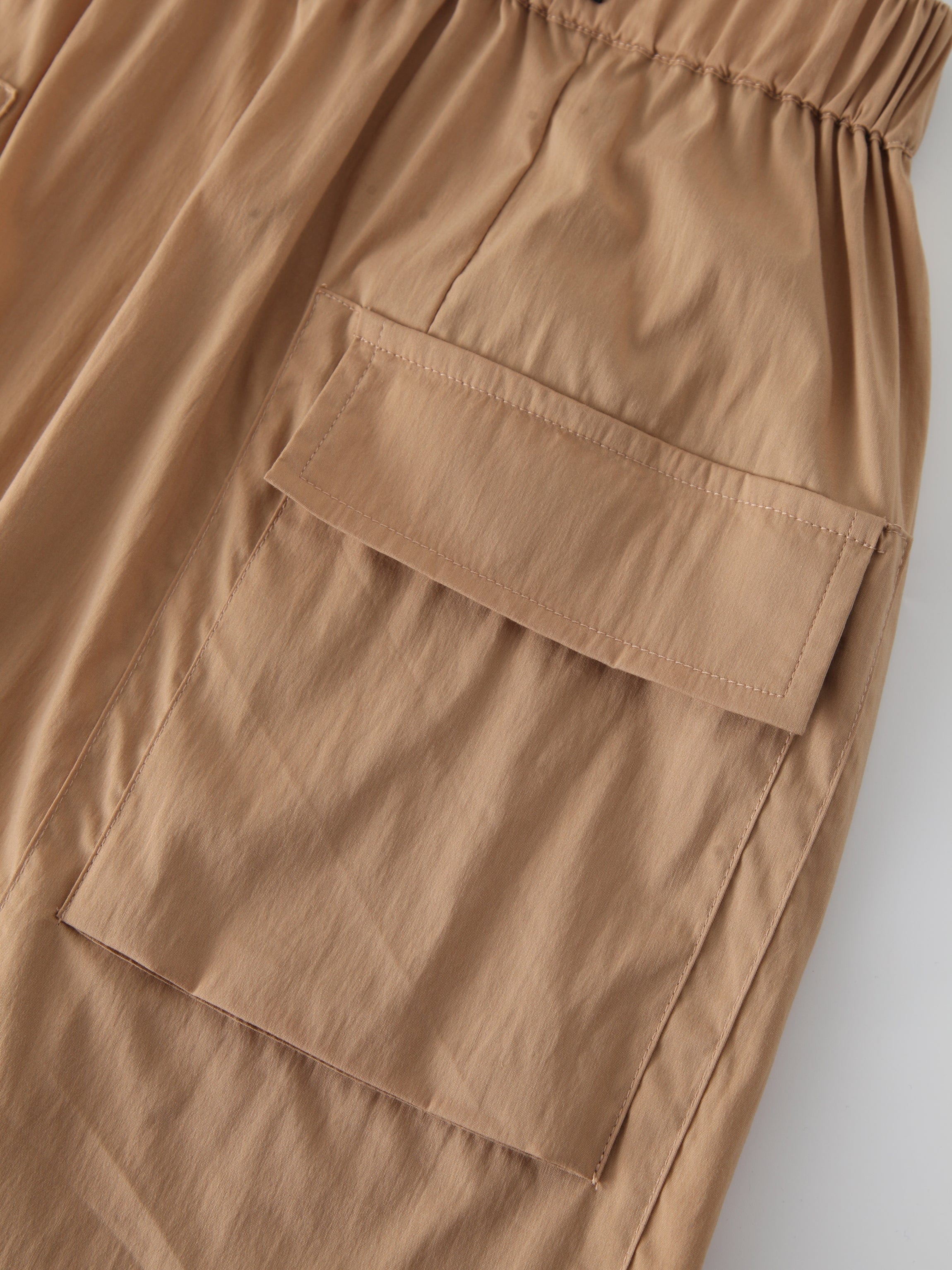 Buckle Cargo Skirt-Tan