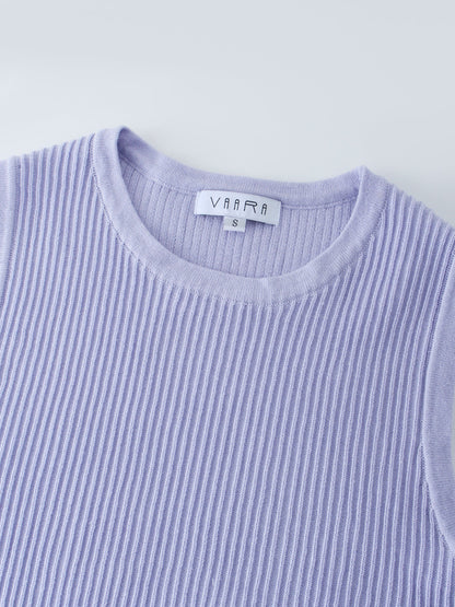 Sleeveless Ribbed Crew-Lavender