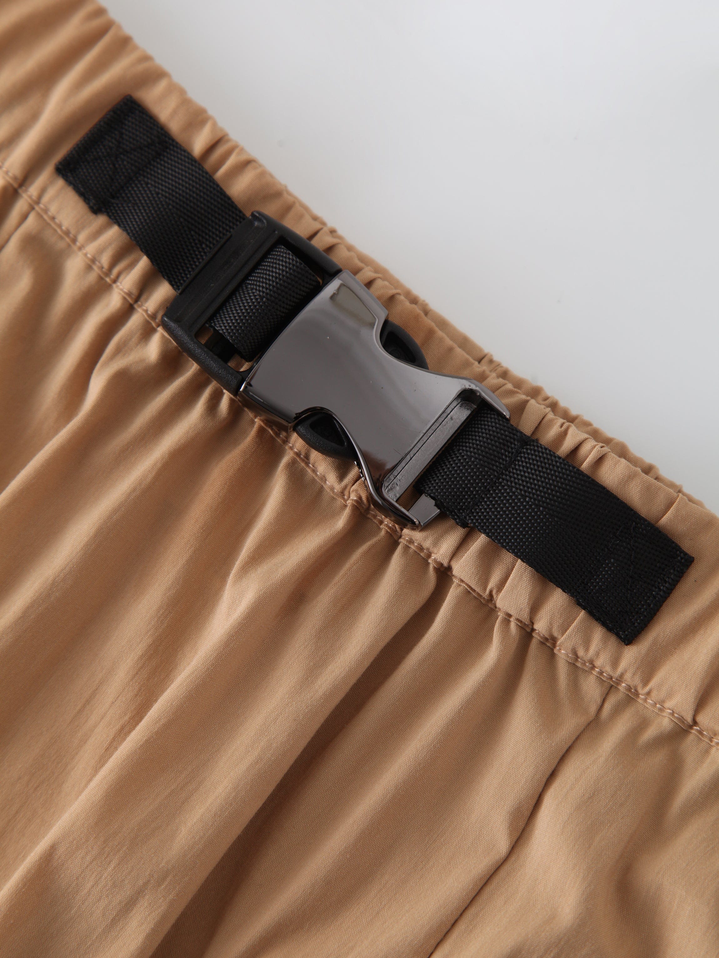 Buckle Cargo Skirt-Tan