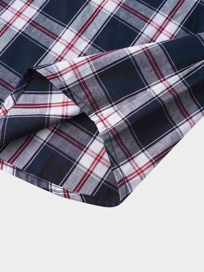 Puff Sleeve Blouse-Nautical Plaid