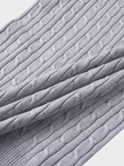 Knit Cable Sweater-Ice Grey
