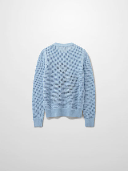 Embroidered Crochet Floral Sweater-Blue Floral