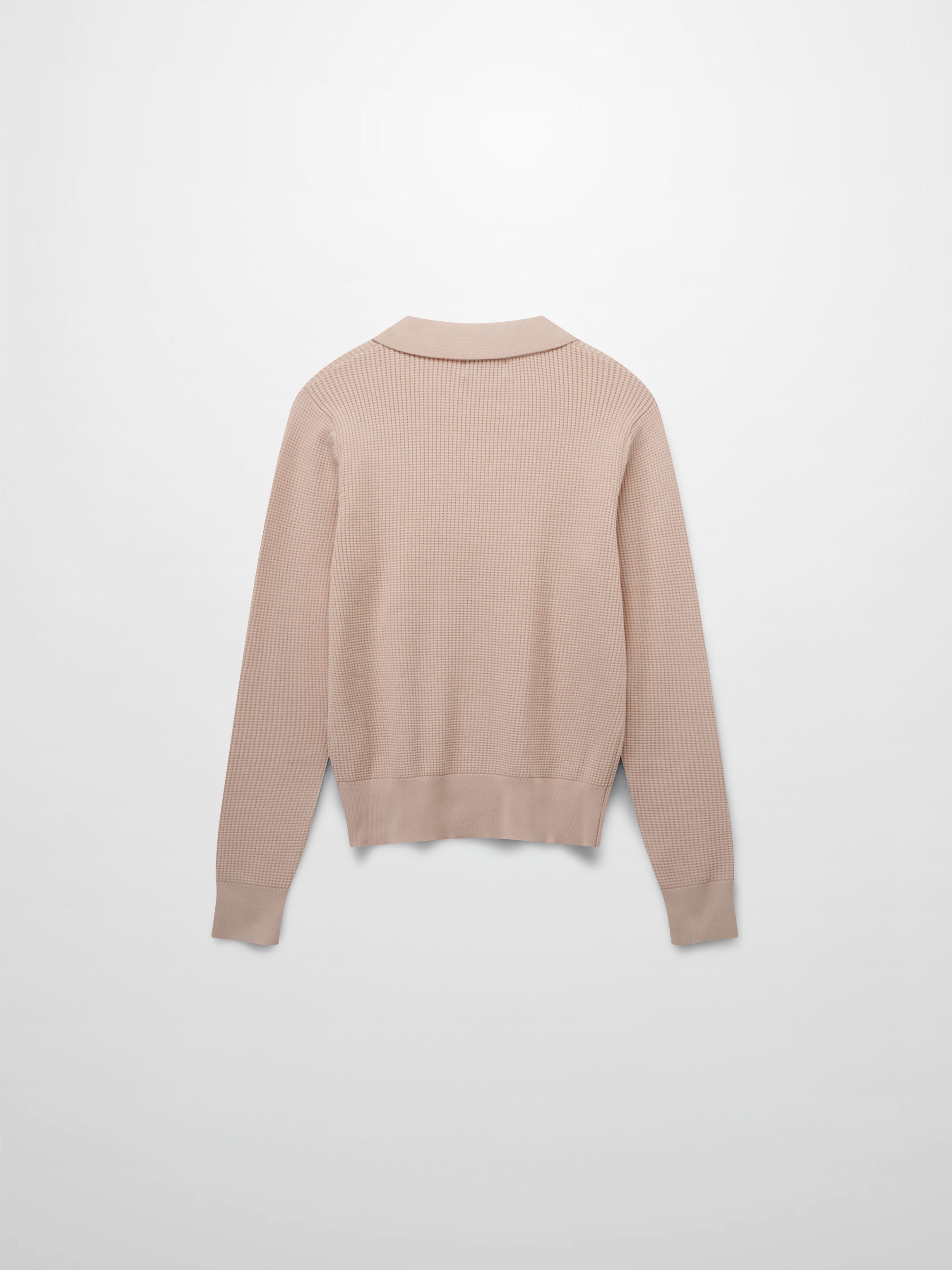 Waffle Collared Sweater-Blush