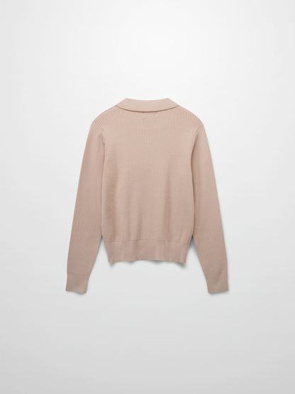 Waffle Collared Sweater-Blush