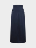 Beaded Trim Skirt-Navy