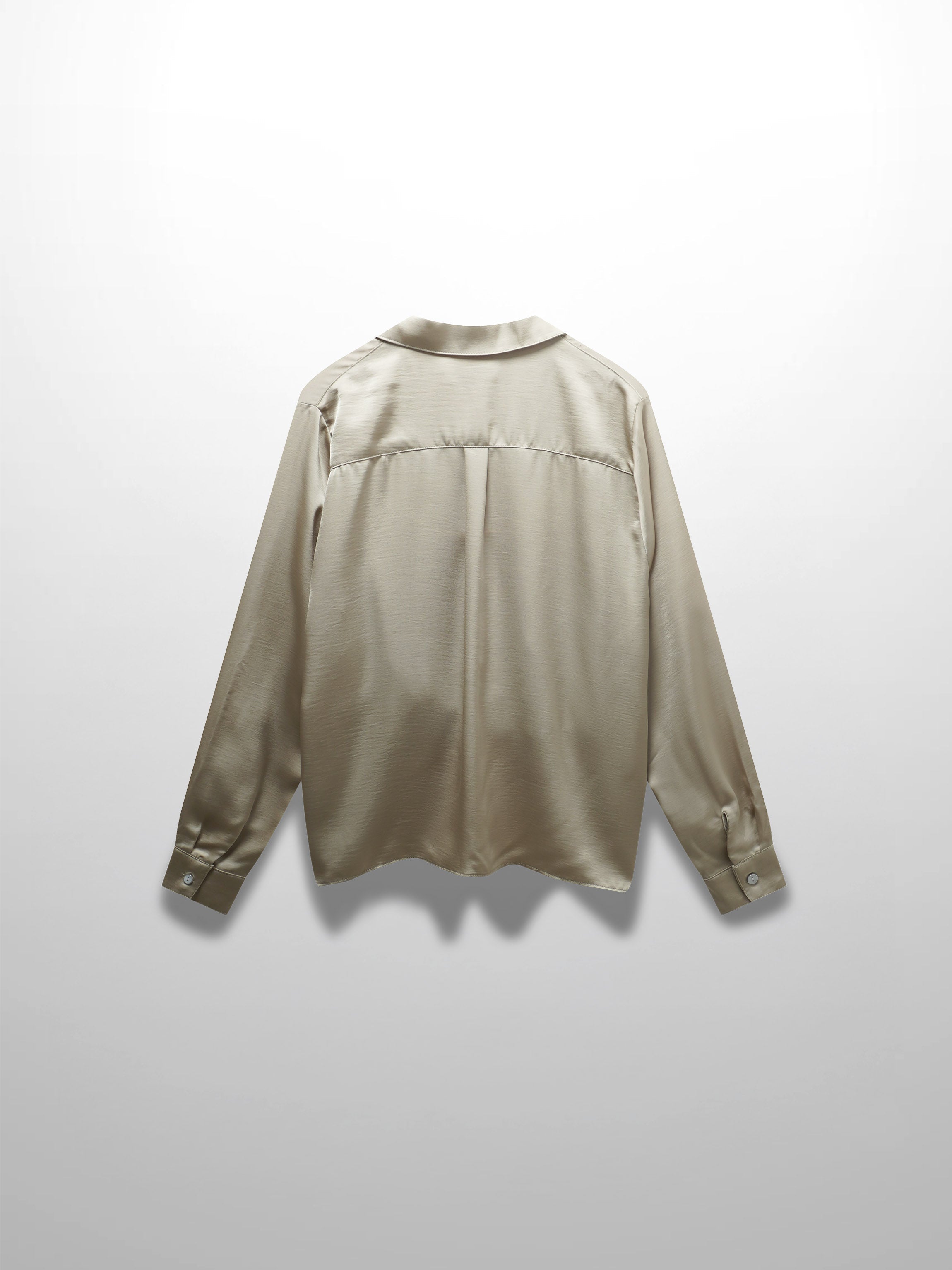 High/Low Faux Satin Crossover Top-Celery Green