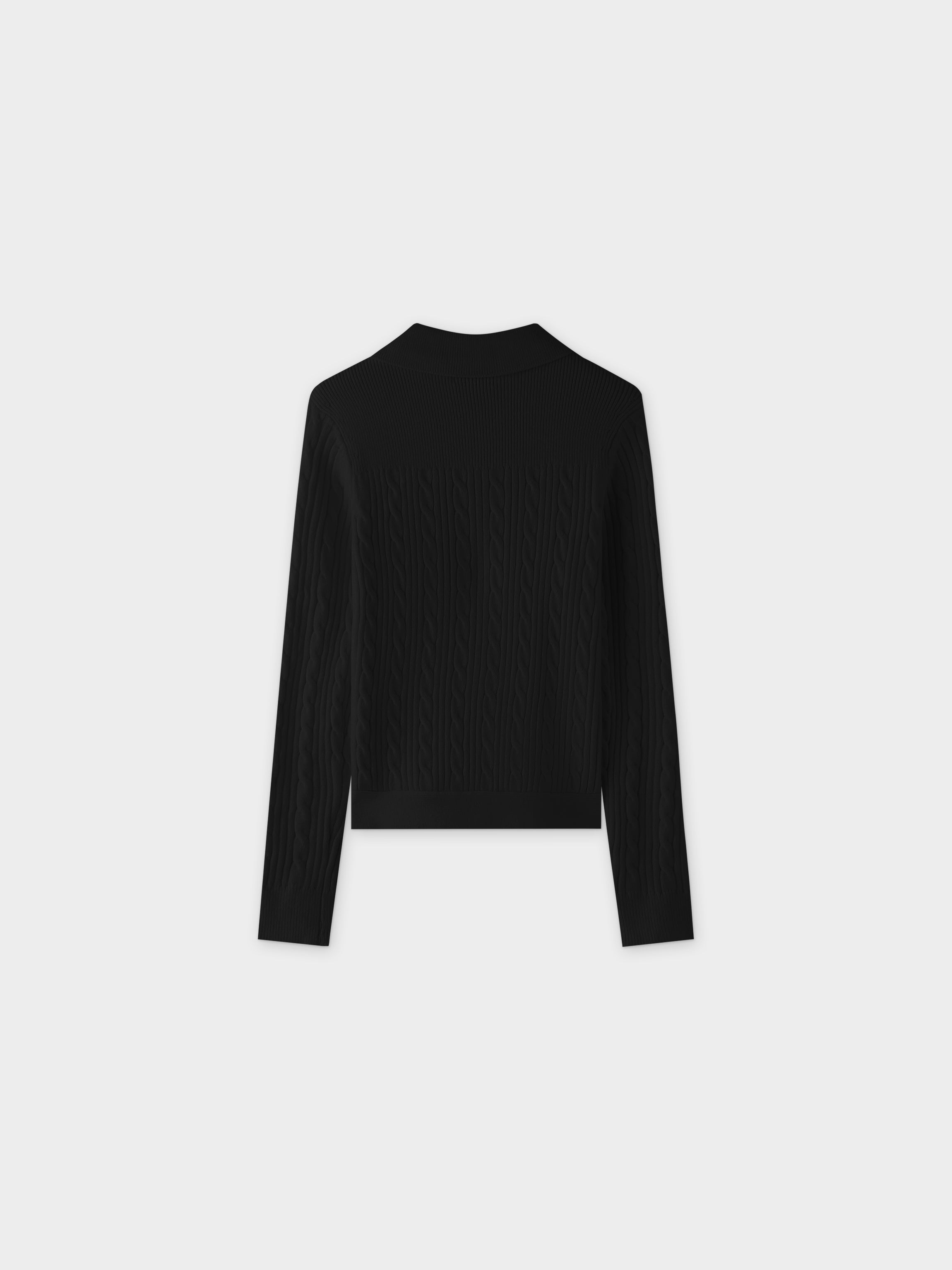 CABLE BANDED SWEATER-BLACK