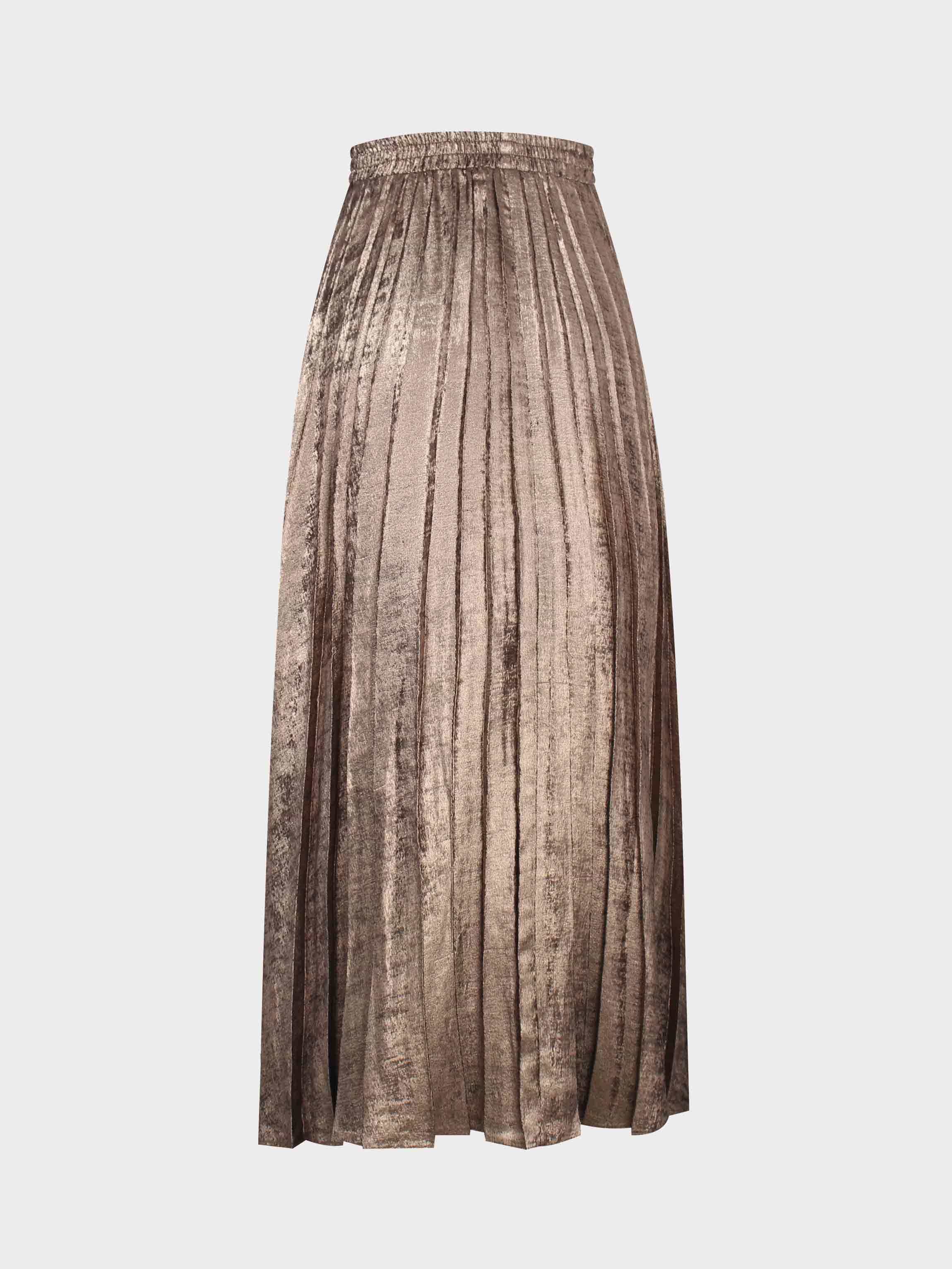 Covered Band Pleated Skirt-Copper Shimmer