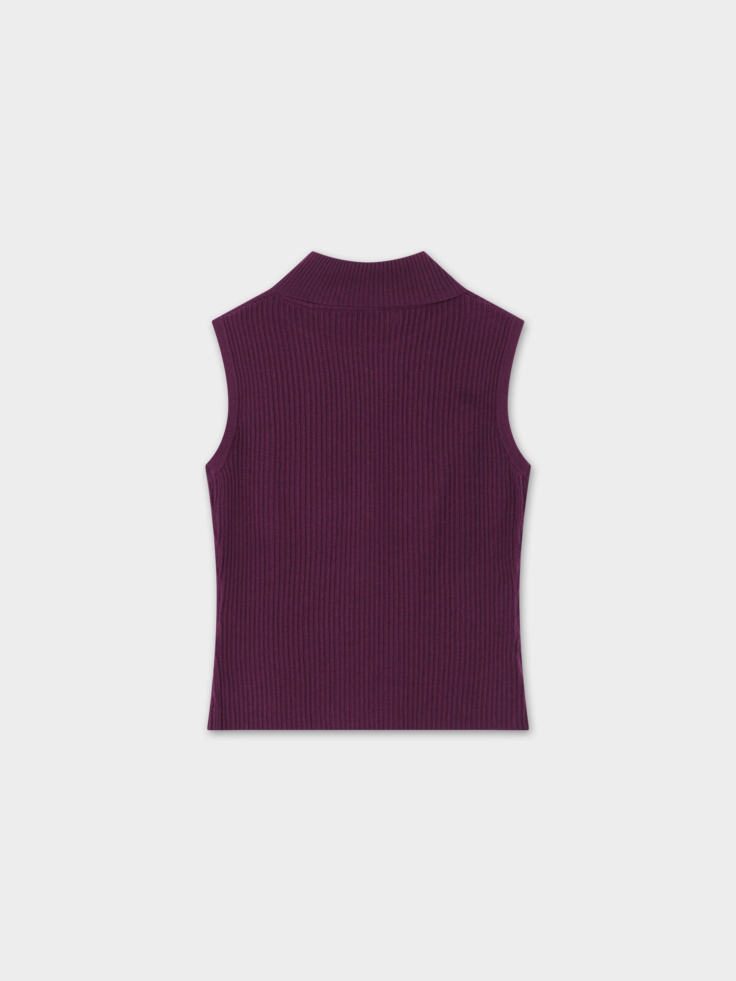 Sleeveless Ribbed Turtleneck-Wine