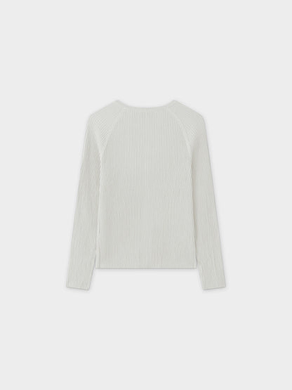 Ribbed Knit Cardigan-White