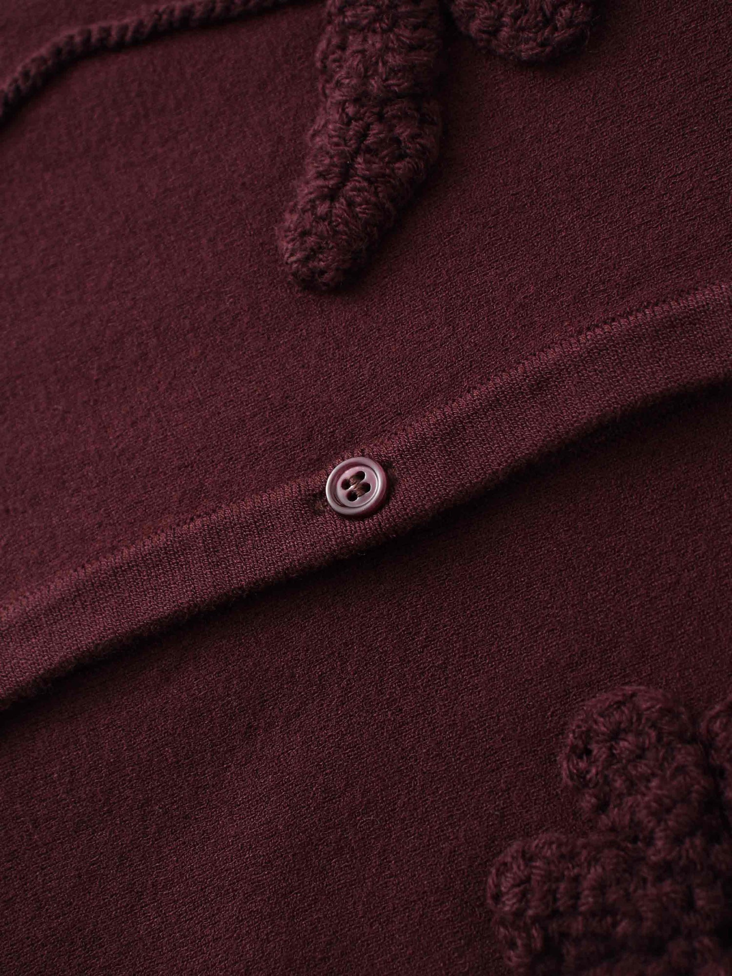 Crochet Puff Flower Sweater Set-Plum
