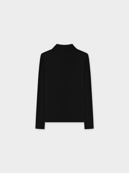RIBBED COLLAR T-SHIRT-BLACK