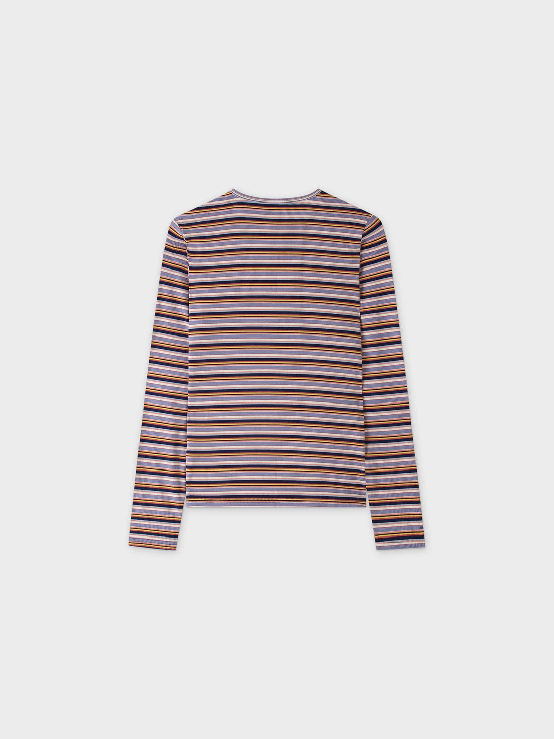 Striped Ribbed Crew-Lilac/Coral/Citrus