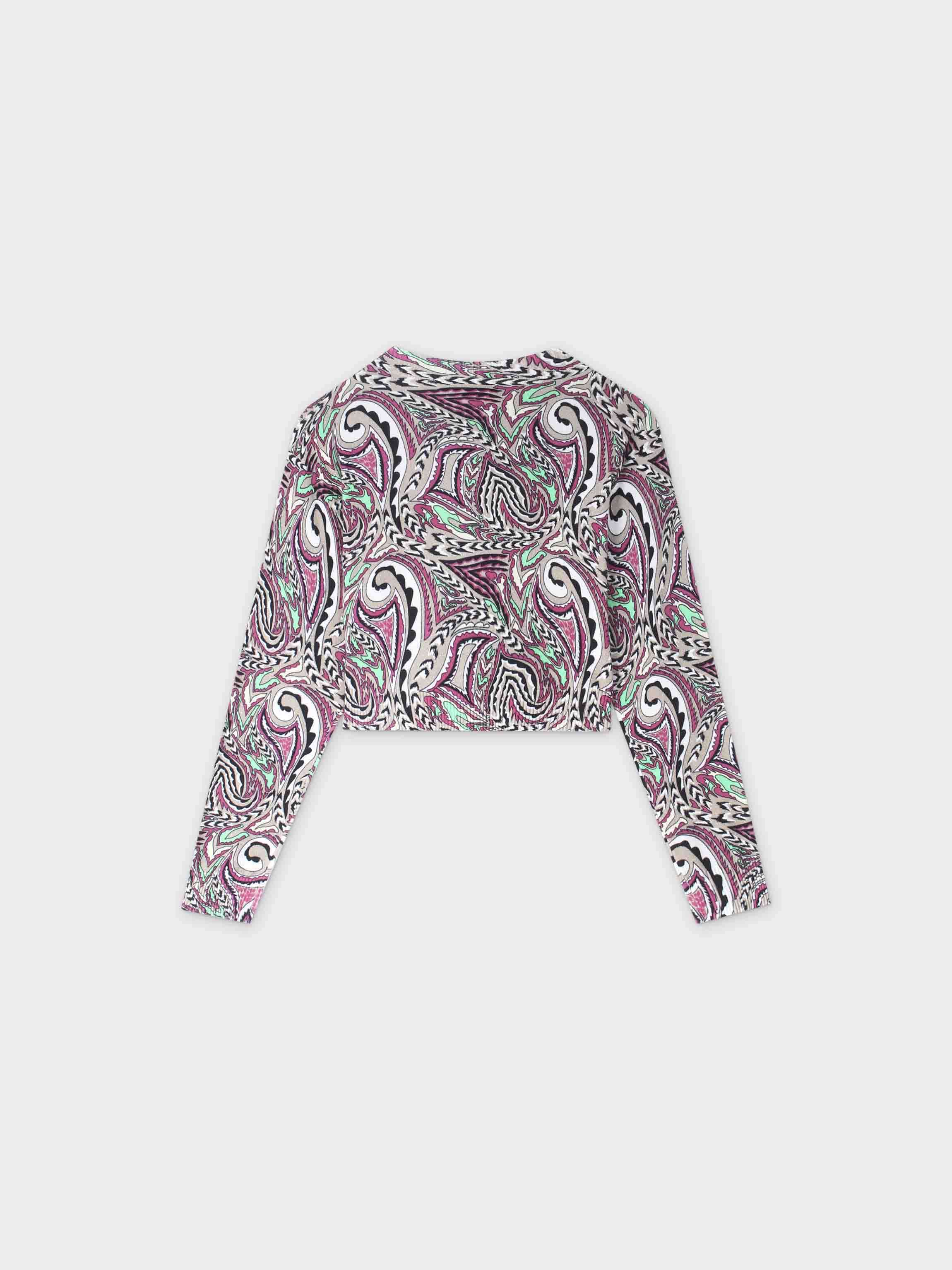 Printed Cardigan-Fuchsia Paisley