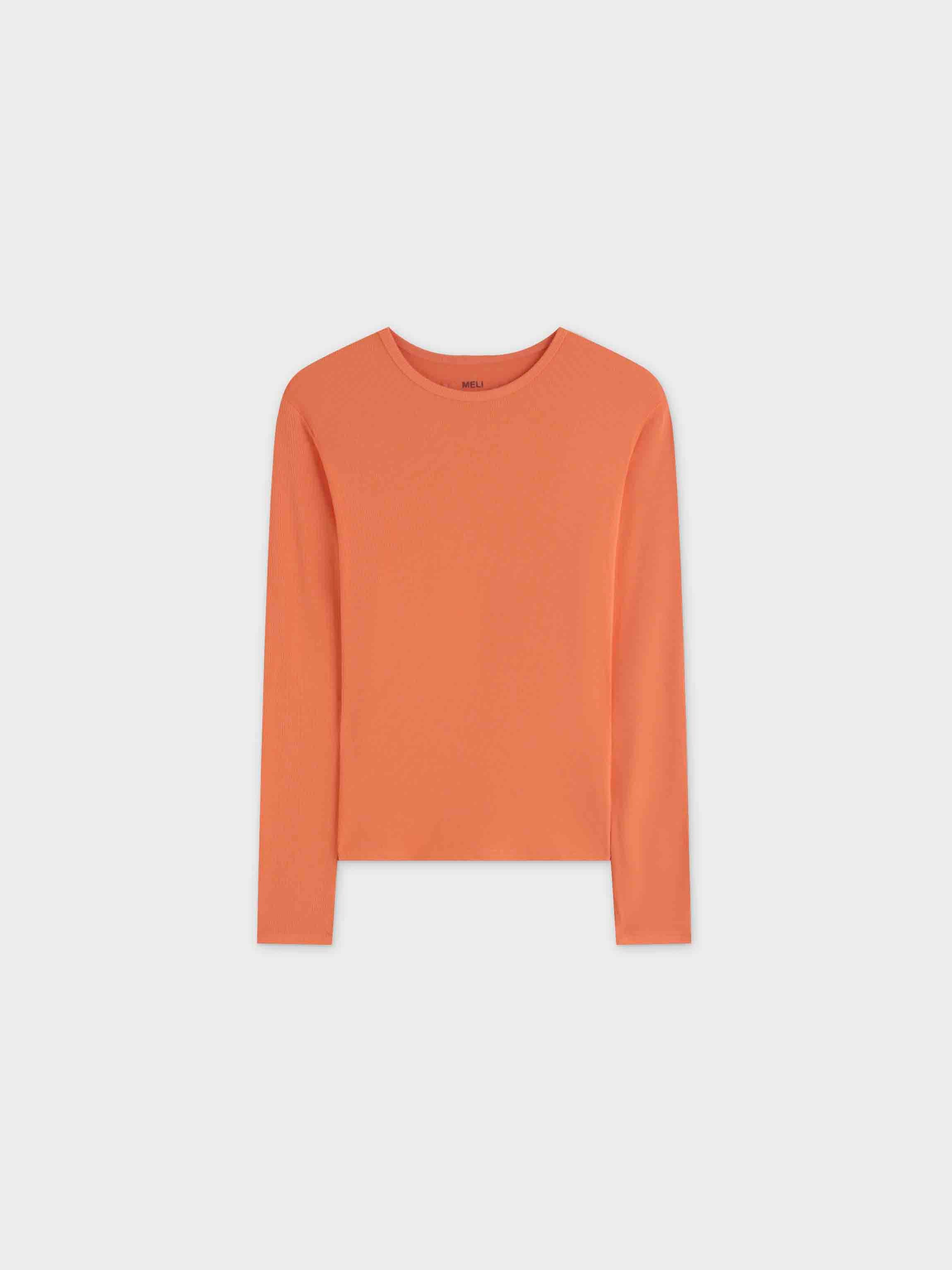 CLASSIC RIBBED CREW TEE LS-ORANGE