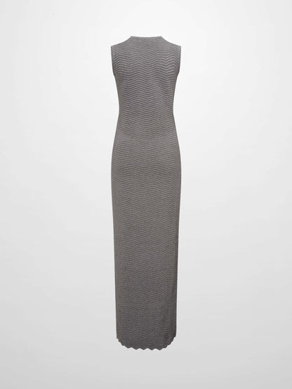 Wave Knit Slip Dress-Heathered Brown